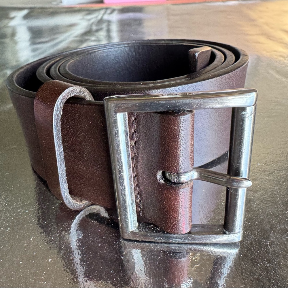 Men's Classic PRADA Brown Leather Belt 30-34" SUPERB CONDITION